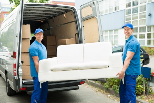 Furniture removals team preparing items for a Battersea apartment move