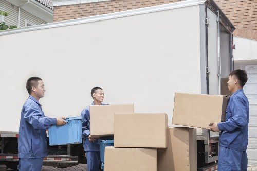 Furniture and boxes prepared for storage during a move in Battersea