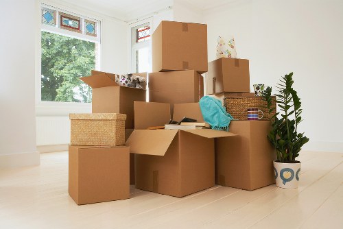 Removal team handling boxes during a scheduled move